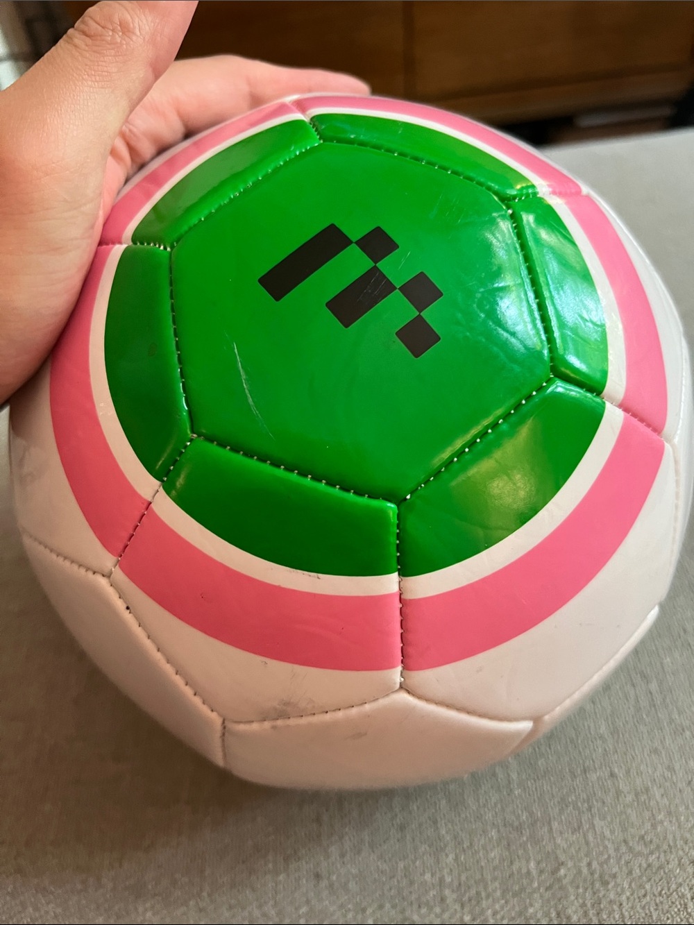Vibrant Pink & Green Multi-Color Pattern Soccer Ball - Excellent Condition